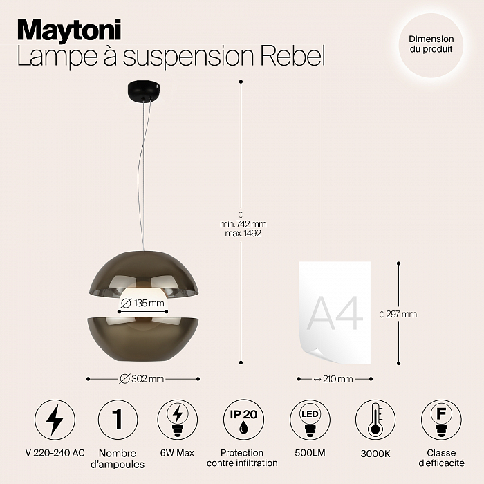 Светильник Maytoni MOD322PL-L6G3K